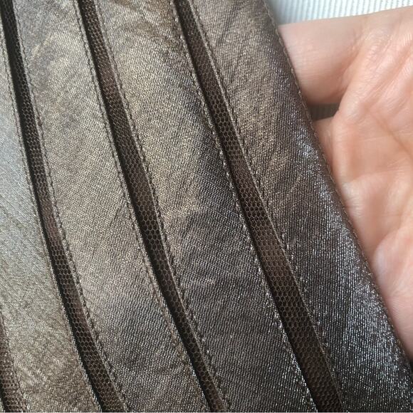 Adrianna Pappell pewter/bronze scalloped skirt cocktail dress sz 4 - Picture 6 of 7